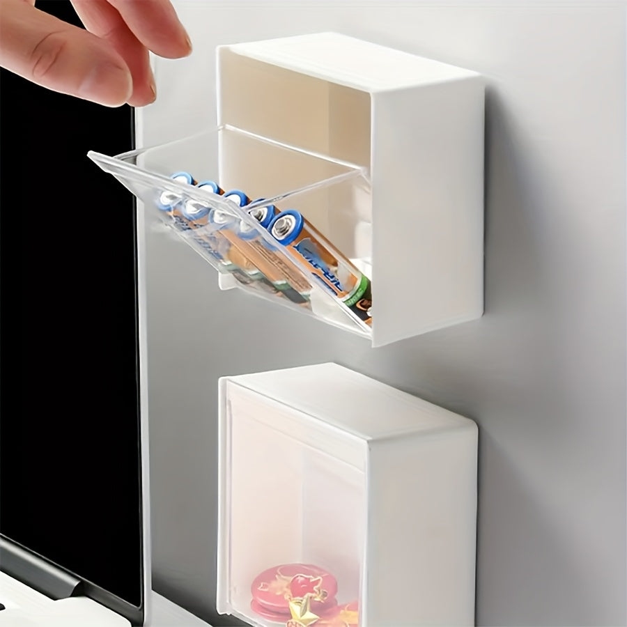 4er-Set Wand-Aufbewahrungsboxen mit Klappdeckel – kein Bohren erforderlich, Aufbewahrungsboxen mit Klappdeckel zur einfachen Organisation von modernen Toilettenartikeln und Badutensilien, Klappdeckelbox, Leichte Aufbewahrung für mehr Ordnung im Badezimmer