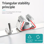 1 Stück robuste, wandmontierte Werkzeugablage aus Edelstahl, Halterung für Mopp und Besen - Geeignet für Haushalt, Küche, Garage, Waschküche, Badezimmer zur Organisation und Aufbewahrung mit Haken