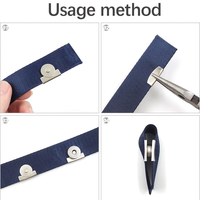 Set mit 4 metallischen Magnetverschlüssen in Schwarz, Gold, Silber und Bronze, ideal für die Verwendung an Taschen, Schachteln, Vorhängen und verschiedenen anderen Gegenständen.