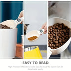 Digitale Küchenwaage mit abnehmbarem Messlöffel – ABS-Material, batteriebetrieben (≤36 V), präzises Wiegen und Messen von Katzen- und Hundefutter, robuste Küchenwaage für genaue Portionskontrolle, elegantes Design