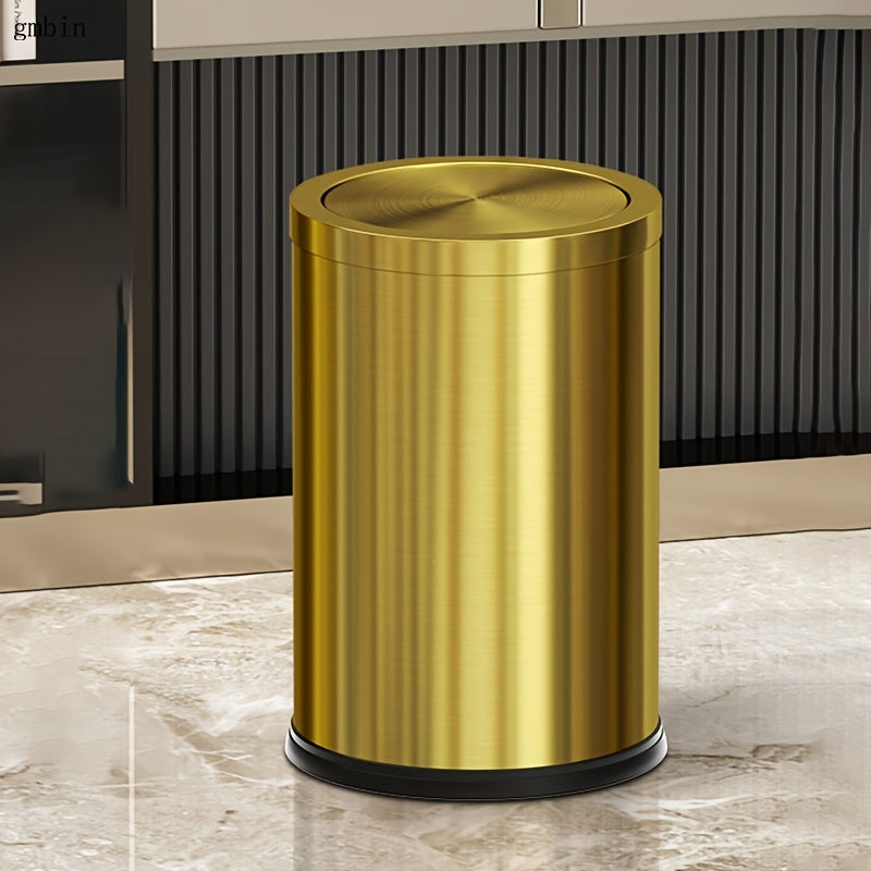 Gmbin Edelstahl-Abfalleimer mit geräuschlosem Deckel - Geruchsdicht, leicht zu öffnender Deckel für Küche, Bad und Wohnzimmer
