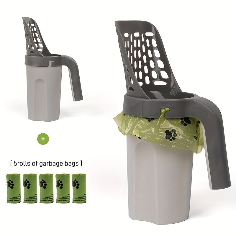 Großvolumige Katzenstreuschaufel mit integriertem Abfallbehälter – Tragbare, leicht zu reinigende Kunststoff-Katzenstreuschaufel