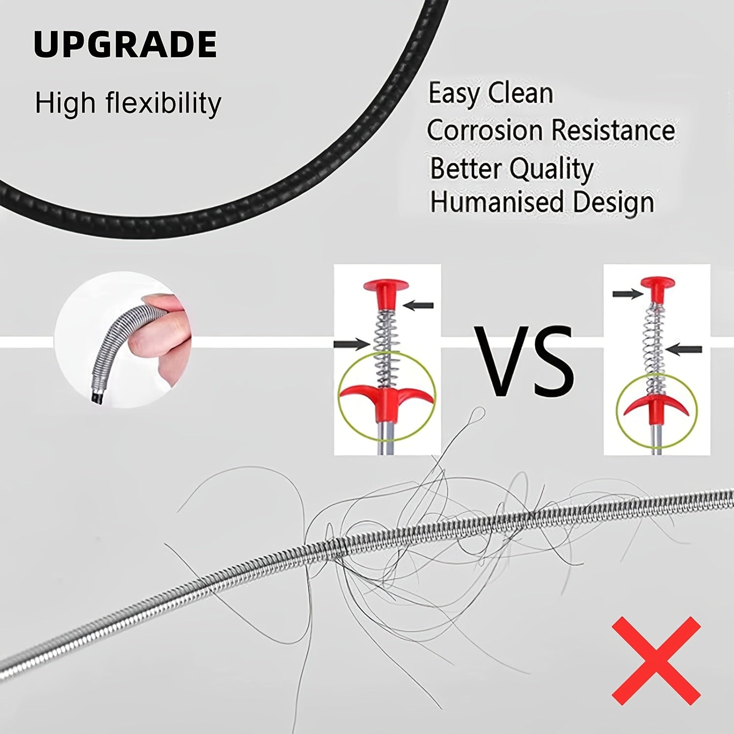 1 Stück flexibles Abflussreinigungswerkzeug – Abflussreiniger für Küchenspülen, Badewannen, Toiletten und Rohre, leichtes Abflussreinigungsgerät, benutzerfreundlicher Rohrreiniger | Flexibles Schlangendesign | Flexibles Greifwerkzeug