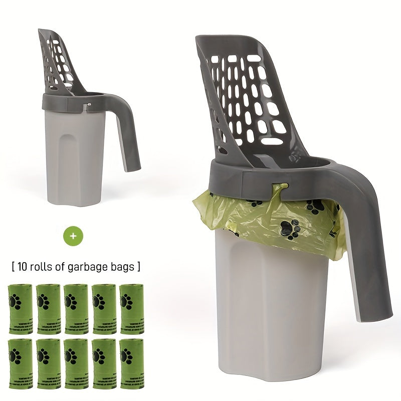 Großvolumige Katzenstreuschaufel mit integriertem Abfallbehälter – Tragbare, leicht zu reinigende Kunststoff-Katzenstreuschaufel