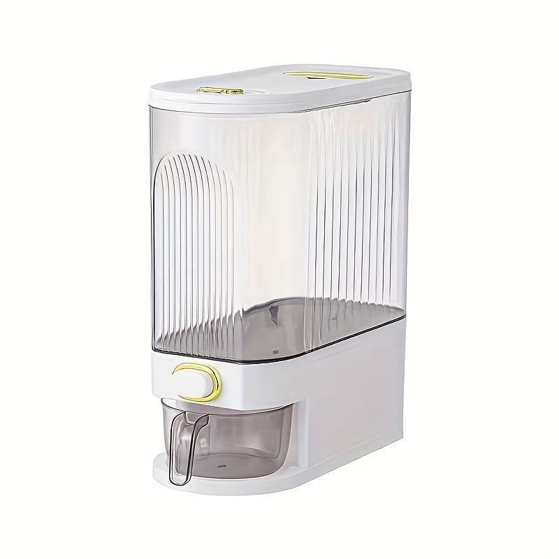 Großer Reisbehälter – 5,0/10,0 kg, feuchtigkeitsbeständig, Klappdeckel, wiederverwendbarer Kunststoff-Getreidespender für Reis, Getreide, Mehl, Tierfutter – unverzichtbarer Küchenhelfer, Organizer für Tierfutter | Transparentes Design