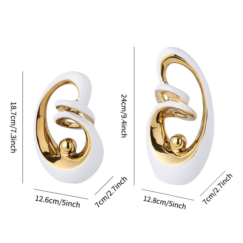 2-teiliges Set dekorativer Keramikvasen im Glamour-Stil, abstrakte, skulpturale Tischdekoration für Wohnzimmer, Büro und als Weihnachtsdekoration