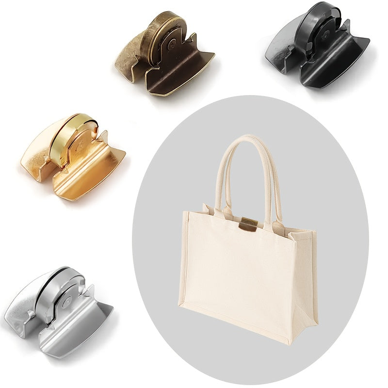 Set mit 4 metallischen Magnetverschlüssen in Schwarz, Gold, Silber und Bronze, ideal für die Verwendung an Taschen, Schachteln, Vorhängen und verschiedenen anderen Gegenständen.