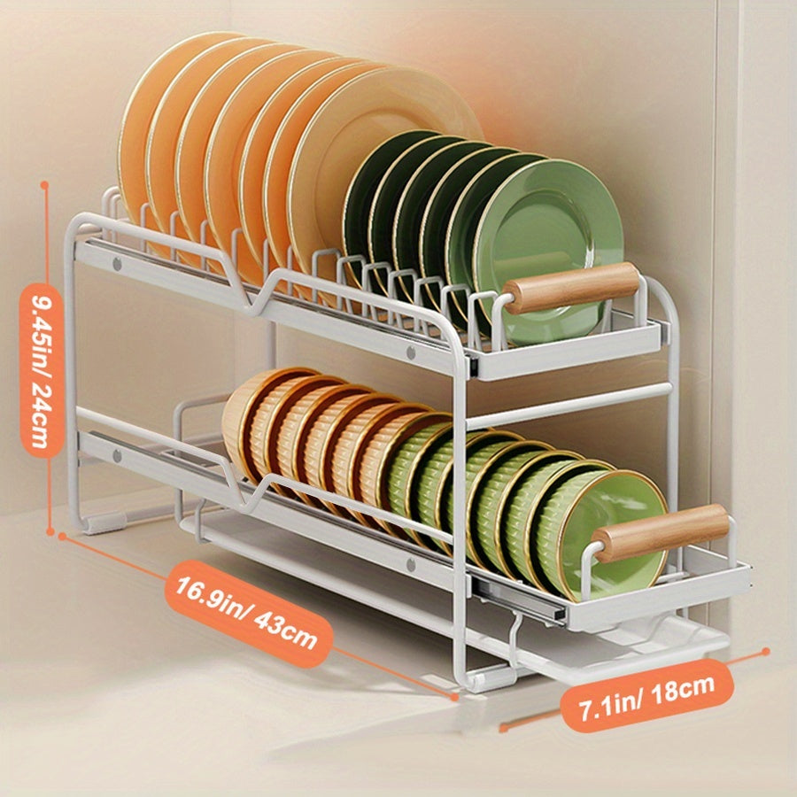 1 Stück Unterspülbecken-Organizer, ausziehbarer Geschirrtrockner mit verschiebbarer Abtropffläche, einlagiges, platzsparendes Aufbewahrungsregal, für Küchenschubladen, Schränke und Regale, Küchenorganisation und -aufbewahrung, Küchenzubehör