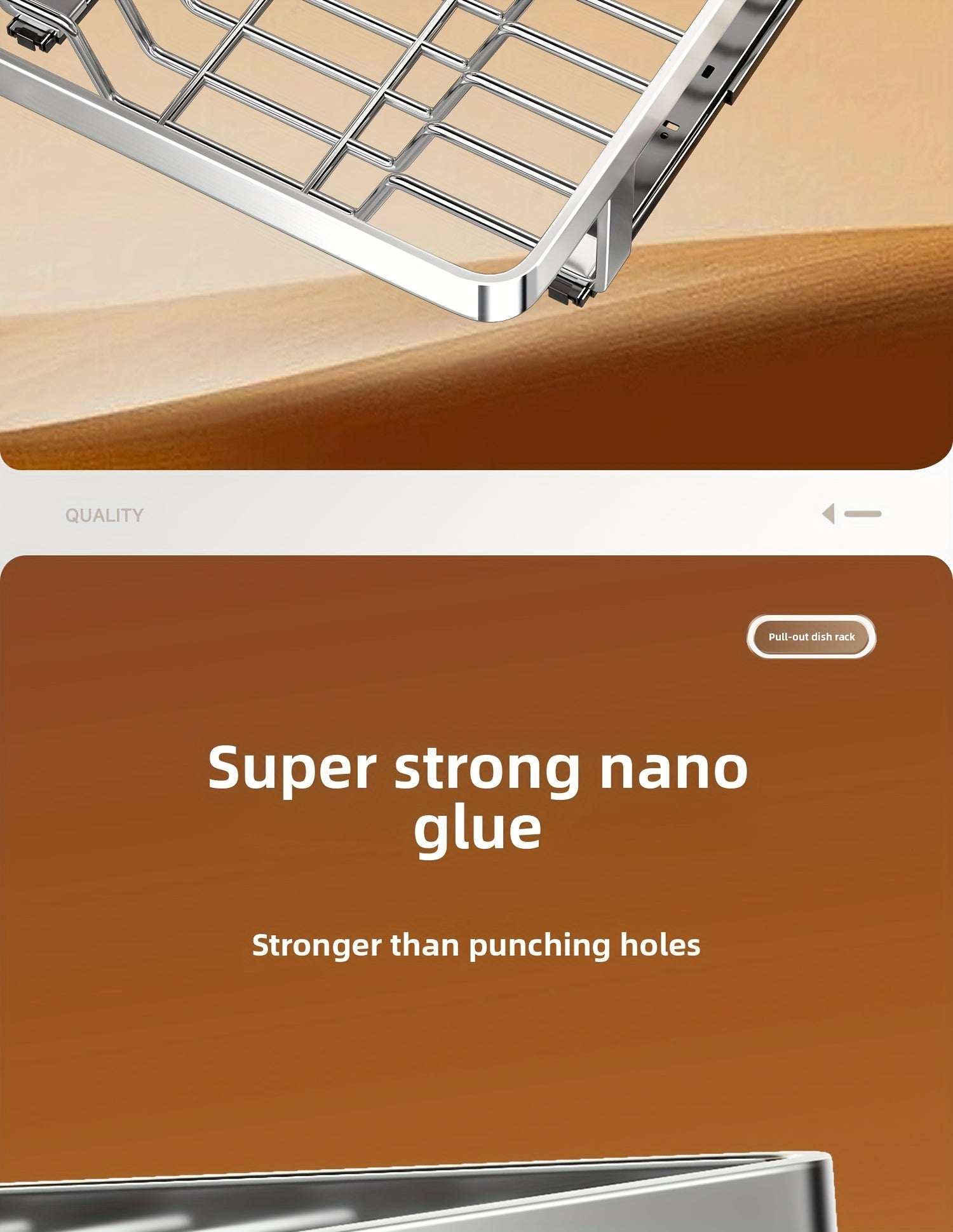 Ausziehbarer Geschirrständer, versenkbarer Abtropfkorb für Geschirr, Tassen und Gläser. Hergestellt aus rostfreiem Kohlenstoffstahl mit verstellbarer Abtropfschale. Ideal zur Aufbewahrung von Geschirr, ein unverzichtbares Küchenutensil.