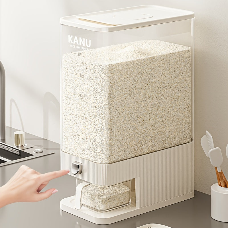 Großer, luftdichter Lebensmittelbehälter, Reisspender mit Messbecher, 11,34 kg Lebensmittelbehälter, feuchtigkeitsbeständiger, luftdichter Reisbehälter für den Haushalt, Reistank, Mehlbehälter