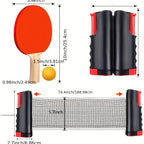 6-teiliges tragbares Tischtennis-Set mit verstellbarem Netz, Schläger und Bällen – kompakte Tragetasche, langlebige ABS-Konstruktion, ideal für Spiele im Innen- und Außenbereich, Tischtennisausrüstung, Indoor-Sportausrüstung