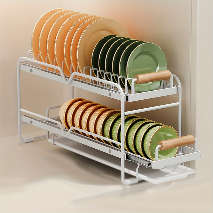 1 Stück Unterspülbecken-Organizer, ausziehbarer Geschirrtrockner mit verschiebbarer Abtropffläche, einlagiges, platzsparendes Aufbewahrungsregal, für Küchenschubladen, Schränke und Regale, Küchenorganisation und -aufbewahrung, Küchenzubehör