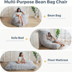 Großer grauer Sitzsack als Bett - Bodenbett ohne Füllung für Erwachsene, weicher Sitzsack mit strapazierfähigem Bezug, vielseitig verwendbare Schlafmatte zum Schlafen auf dem Boden, Gästebett, Zimmer, Studentenwohnheim - maschinenwaschbar