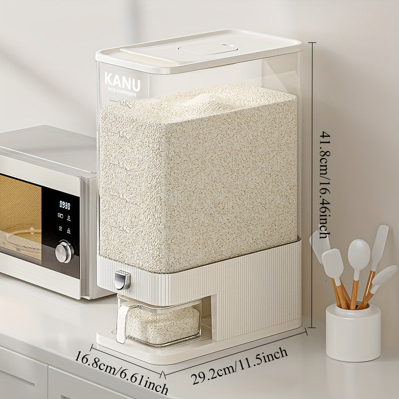 Großer, luftdichter Lebensmittelbehälter, Reisspender mit Messbecher, 11,34 kg Lebensmittelbehälter, feuchtigkeitsbeständiger, luftdichter Reisbehälter für den Haushalt, Reistank, Mehlbehälter