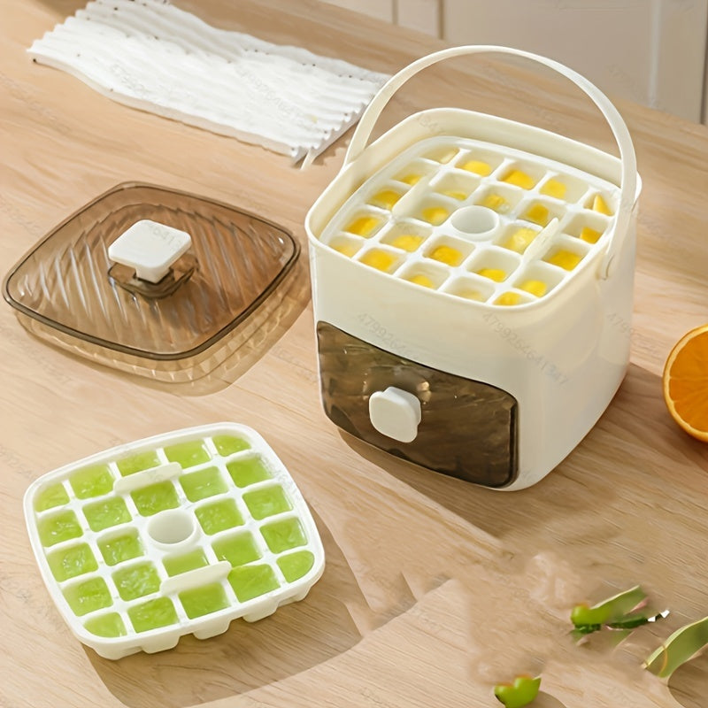Eiswürfelformer für 48 Würfel mit leicht zu öffnendem Deckel – Großes Fassungsvermögen, doppelwandiges Design, lebensmittelechte Kunststoff-Aufbewahrungsschale für den Gefrierschrank – Ideal für Whisky und Cocktails