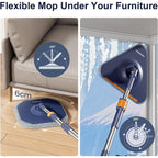 Wischmopp-Set mit Eimer, 2-in-1-Bodenwischer und Fensterwischer (132 cm) – 2-Kammer-System zur Trennung von Schmutz und Frischwasser mit 4 Mikrofaser-Wischpads für die Fenster- und Bodenreinigung