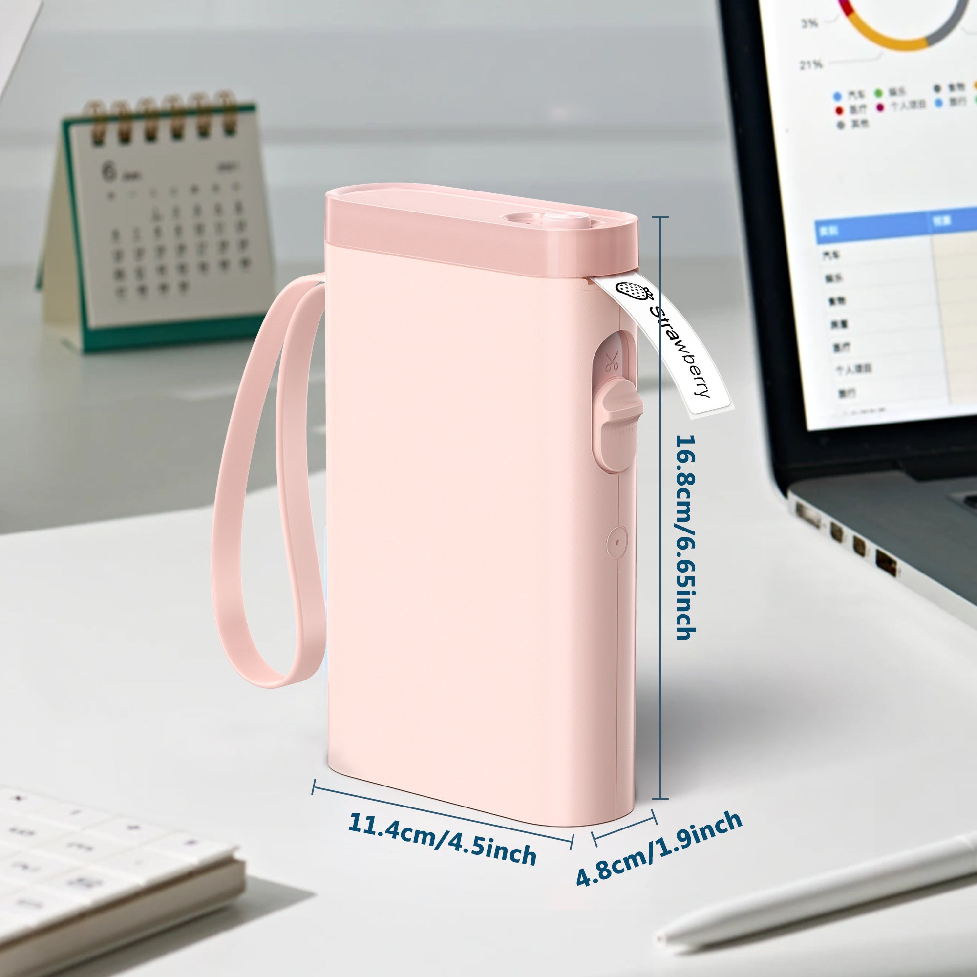 Tragbarer Mini-Thermoetikettendrucker, P21B Etikettendrucker, kabelloses Etikettiergerät, einfach zu bedienen, für Smartphones, zur Aufbewahrung und Raumorganisation, Büro und Zuhause, mehrfarbig.