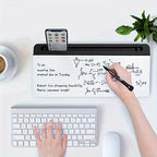 Elegantes, kompaktes Whiteboard aus Glas mit integriertem Stauraum – Moderner Schreibtisch-Organizer aus gehärtetem Glas und Tastaturhalter, schlankes Design für effizientes Arbeitsplatzmanagement