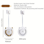 1 Stück universelle, spurlose Wandhalterung für Haartrockner, Haartrocknerhalterung für Badezimmer ohne Bohren, 360° verstellbarer, freihändiger Haartrocknerhalter aus Kunststoff, Badezimmerzubehör