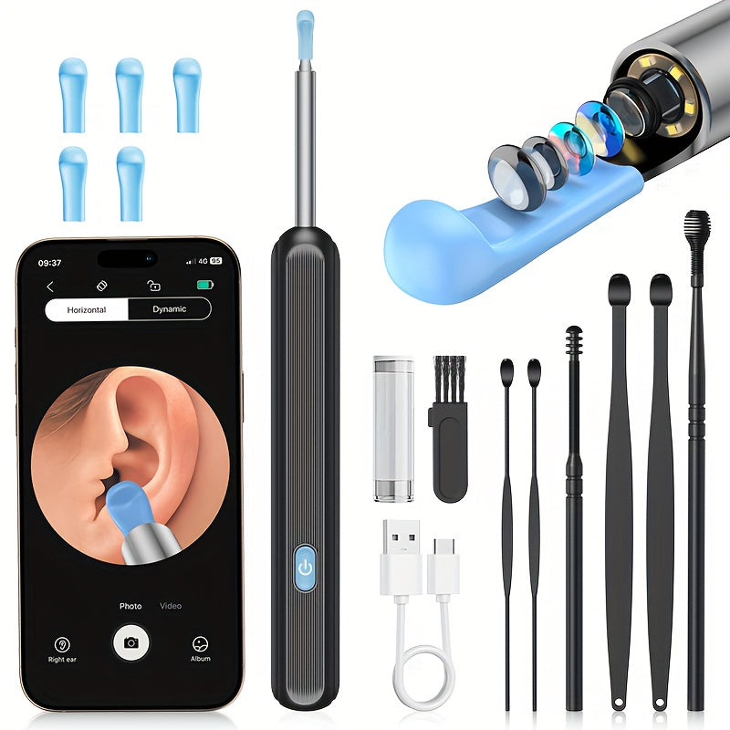 Inskam Visueller Ohrreiniger, Visueller Ohrreiniger mit Kamera und Licht, Ohrenschmalzentfernungswerkzeug mit 6 Ohrreiniger-Sets und 7 Ohrreiniger-Sets, WLAN-fähig, Batterie-/USB-Betrieb möglich, Lithiumbatterie, formaldehydfrei, geeignet für