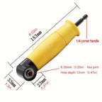 1 Stück 90°-Winkelschraubendreher-Adapter mit extra langem, ergonomischem Griff und zweifarbigem Design (Gelb/Blau) – Robustes Handwerkzeug für enge Stellen, kein Stromanschluss erforderlich