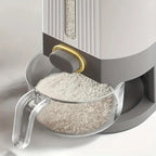 Großer Reisbehälter – 5,0/10,0 kg, feuchtigkeitsbeständig, Klappdeckel, wiederverwendbarer Kunststoff-Getreidespender für Reis, Getreide, Mehl, Tierfutter – unverzichtbarer Küchenhelfer, Organizer für Tierfutter | Transparentes Design