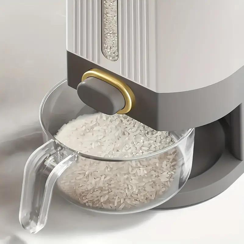 Großer Reisbehälter – 5,0/10,0 kg, feuchtigkeitsbeständig, Klappdeckel, wiederverwendbarer Kunststoff-Getreidespender für Reis, Getreide, Mehl, Tierfutter – unverzichtbarer Küchenhelfer, Organizer für Tierfutter | Transparentes Design