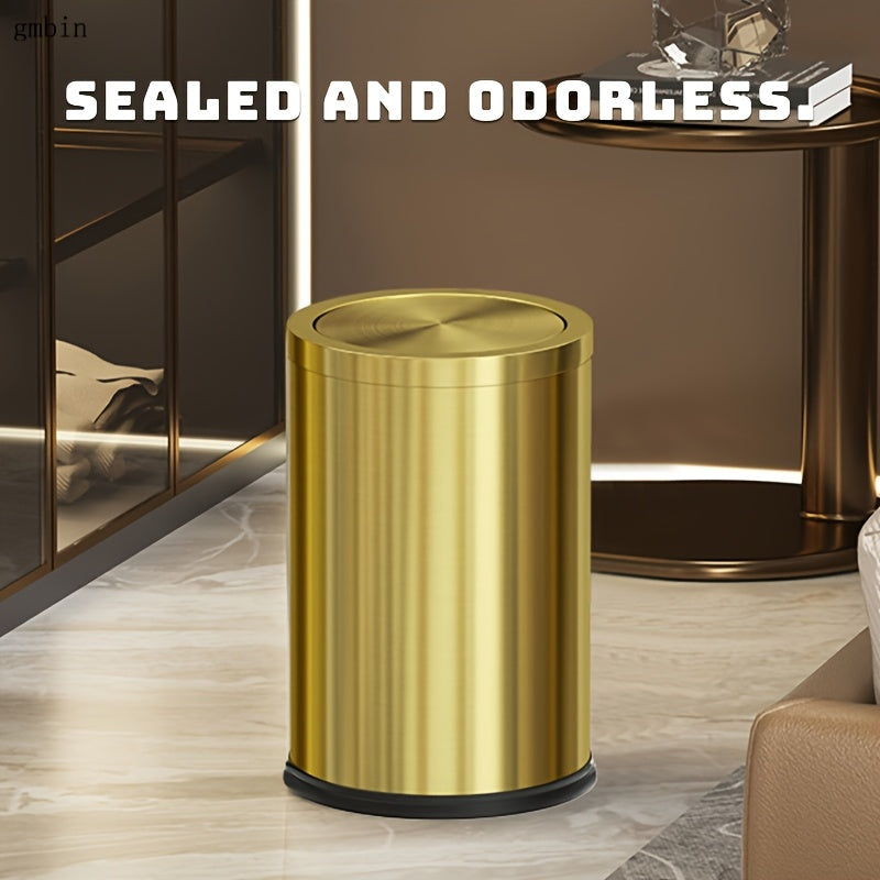 Gmbin Edelstahl-Abfalleimer mit geräuschlosem Deckel - Geruchsdicht, leicht zu öffnender Deckel für Küche, Bad und Wohnzimmer