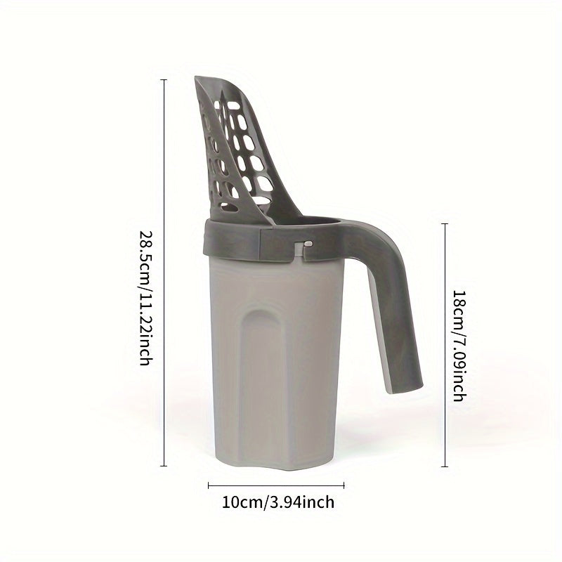 Großvolumige Katzenstreuschaufel mit integriertem Abfallbehälter – Tragbare, leicht zu reinigende Kunststoff-Katzenstreuschaufel