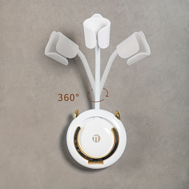 1 Stück universelle, spurlose Wandhalterung für Haartrockner, Haartrocknerhalterung für Badezimmer ohne Bohren, 360° verstellbarer, freihändiger Haartrocknerhalter aus Kunststoff, Badezimmerzubehör