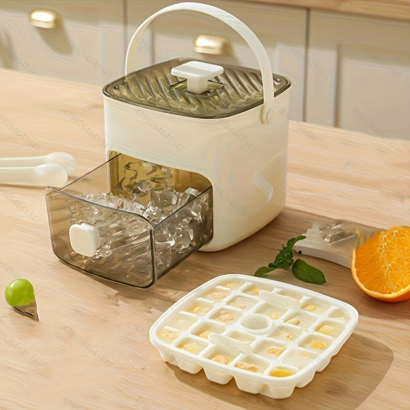 Eiswürfelformer für 48 Würfel mit leicht zu öffnendem Deckel – Großes Fassungsvermögen, doppelwandiges Design, lebensmittelechte Kunststoff-Aufbewahrungsschale für den Gefrierschrank – Ideal für Whisky und Cocktails