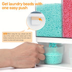 Wandmontierter DIY-Waschmittelspender – Transparenter Behälter mit zwei Kammern, geeignet für Duftperlen, Fleckenentferner und Tierfutter – Platzsparende, hochwertige Kunststoff-Aufbewahrungsbox, einfache Montage, für moderne Waschküchen