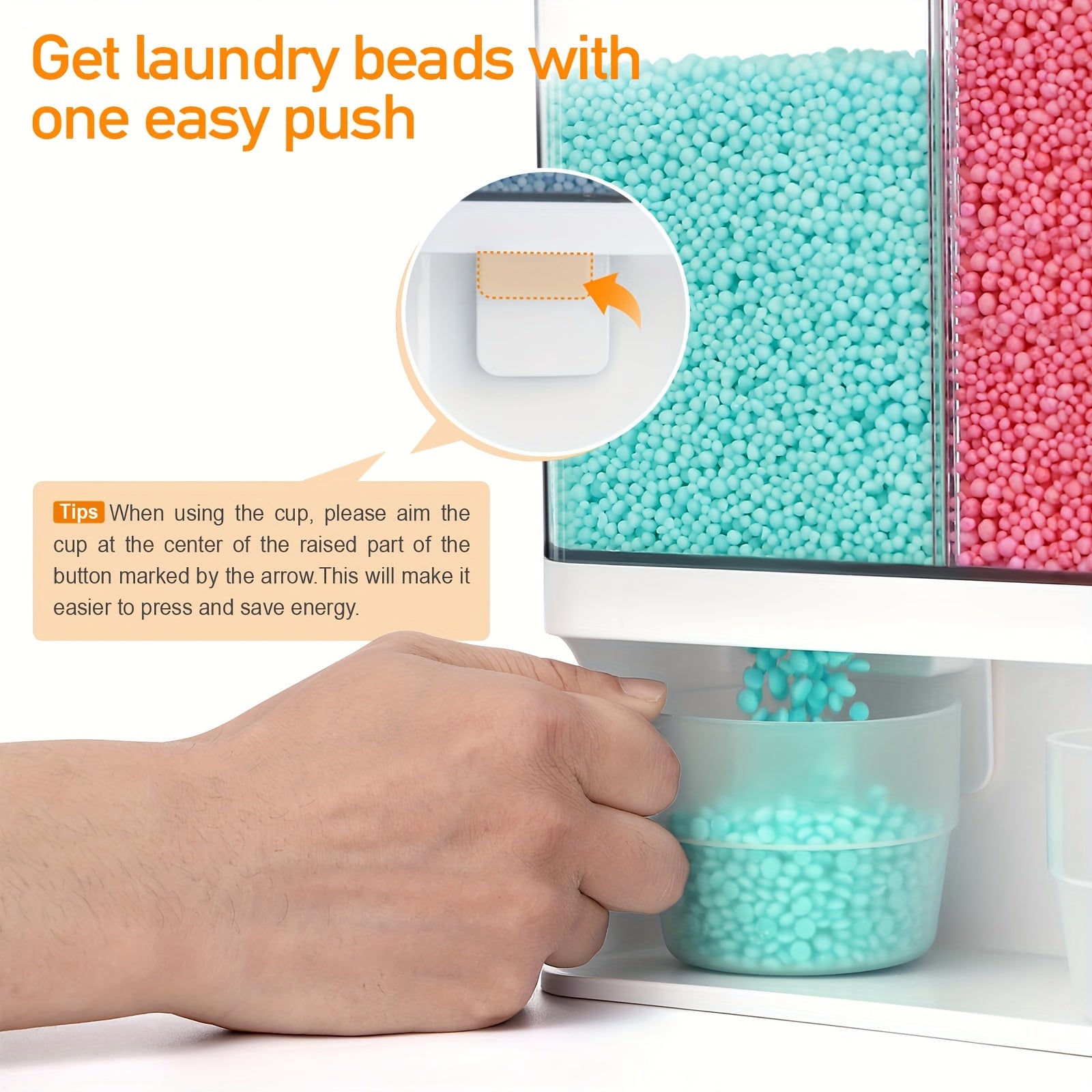 Wandmontierter DIY-Waschmittelspender – Transparenter Behälter mit zwei Kammern, geeignet für Duftperlen, Fleckenentferner und Tierfutter – Platzsparende, hochwertige Kunststoff-Aufbewahrungsbox, einfache Montage, für moderne Waschküchen