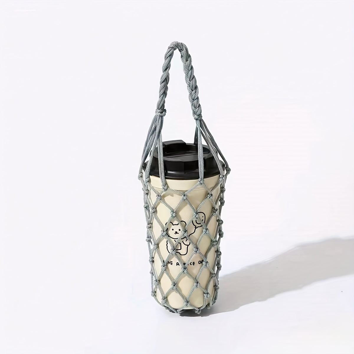 1pc Hand-Woven Net Bag, Water Cup, Drink Coffee Portable Bag, Reusable, Hand-Held Water Kettle Bag, Drink Bag, Decorative Net Bag, Storage Decorative Bag, Suitable for Giving Gifts to Friends, Relatives, Classmate