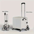 Foldable Utility Cart with Stair-Climbing Wheels, Collapsible Rolling Crate with Telescopic Handle & 360° Spinner Wheels - Durable Plastic Multi-Purpose Hand Truck for Teachers, Shopping, Moving, Storage, Moving Essentials C